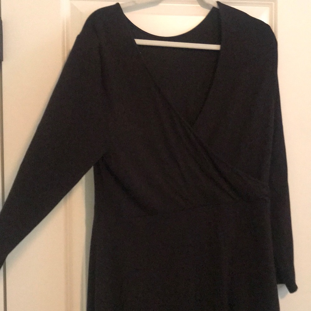 LOFT Black Long Sleeved Dress Deep V